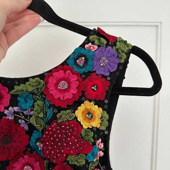 Alice + Olivia Lindsey A-line Mini Dress Multicolor Allover Floral Embroidery - Picture 8 of 12